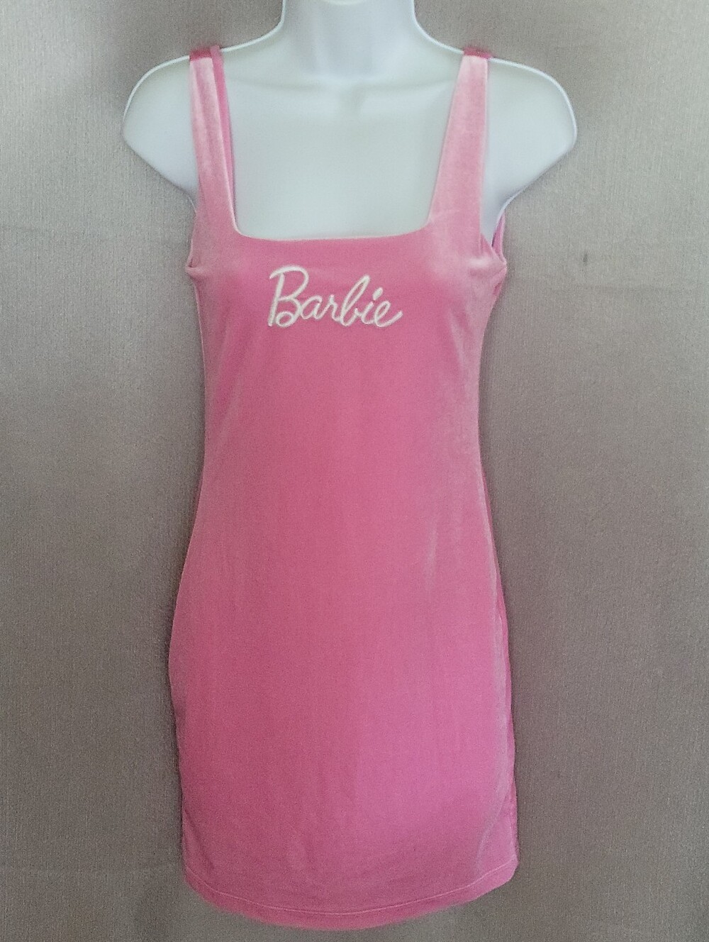 Barbie Hot Pink Velvet Square Neck Tank Dress